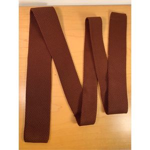 Skinny Knit Square End Tie- No Brand -Cotton/Poly Red/Brown Mens 2.5”W EUC